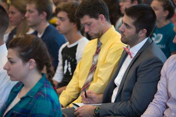 Students sitting listening to a lecture