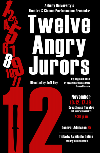 Asbury University’s Theatre & Cinema Performance program presents “Twelve Angry Jurors” on Nov. 10-12 and 17-19.