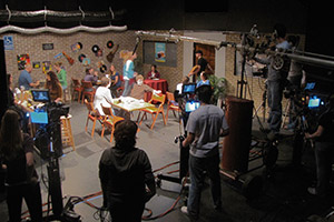 Sitcom being filmed in the TV studio