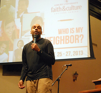 Dewayne Smithers, a spoken-word artist, rapped his testimony and performed an interactive poem with the student body.