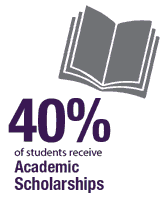 40% of students receive academic scholarships