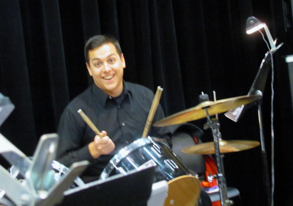 smiling jazz drummer