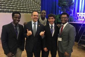 Students posing with Kentucky Governor Matt Bevin