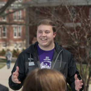 Student leading a campus tour