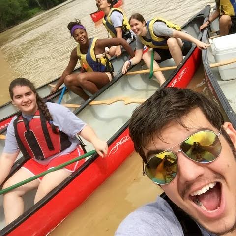 High school students in canoes