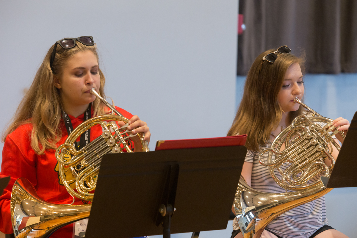students playing brass instruments