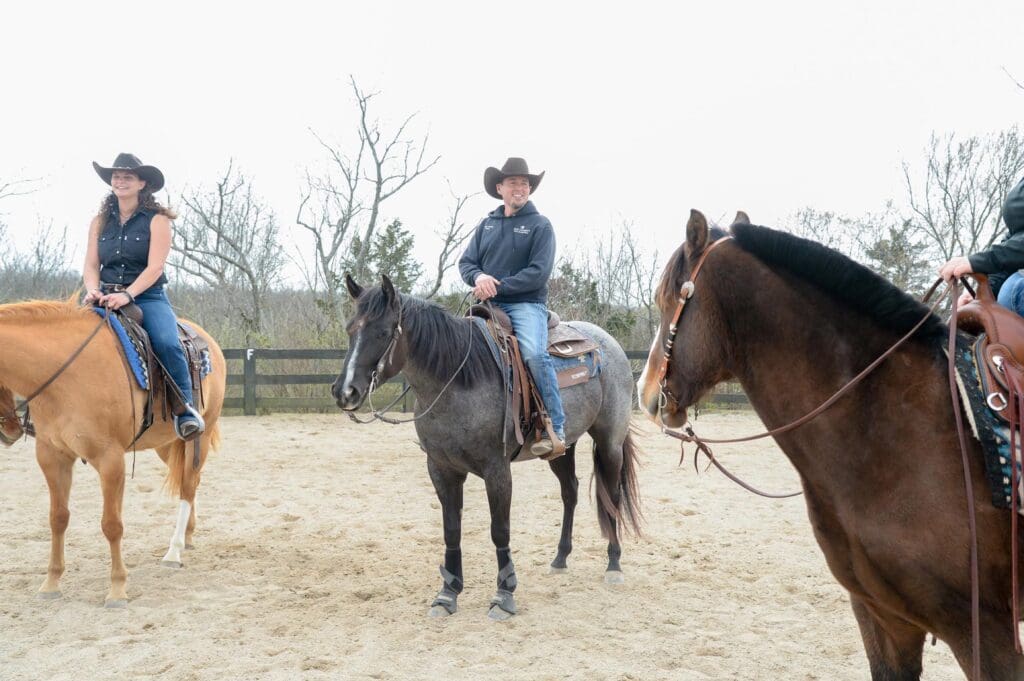 People riding horses